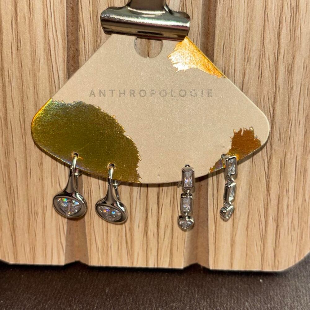 Anthropologie silver earrings 2 pair new - Picture 2 of 5